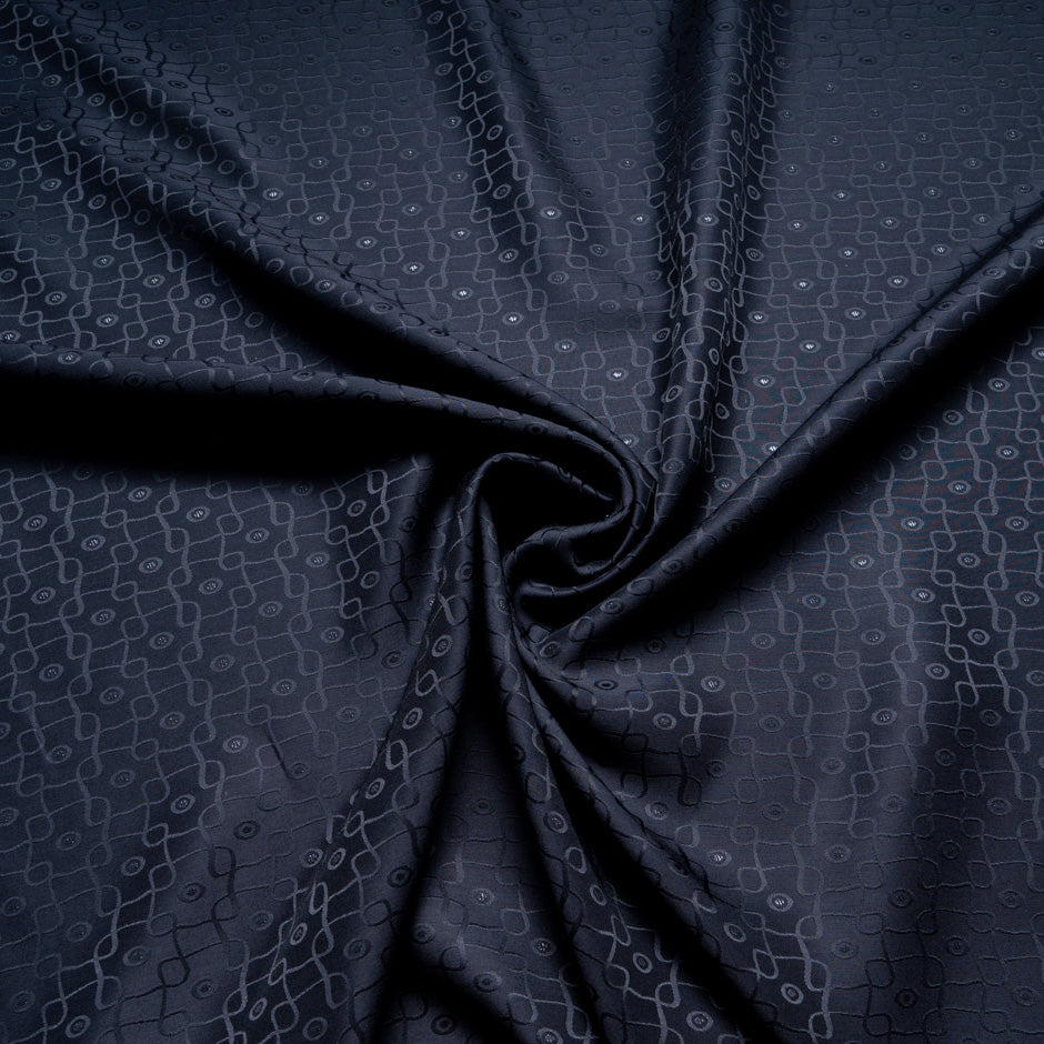 Midnight Blue Metallic Jacquard Viscose Blend