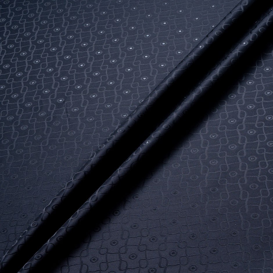 Midnight Blue Metallic Jacquard Viscose Blend