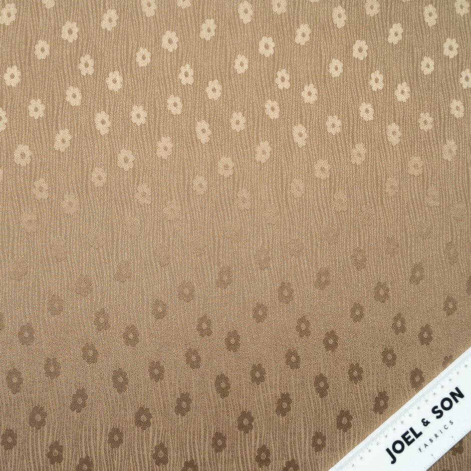 Dark Caramel Floral Jacquard Silk Cloqué
