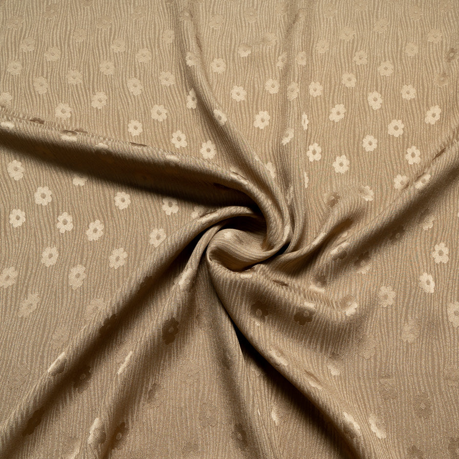 Dark Caramel Floral Jacquard Silk Cloqué