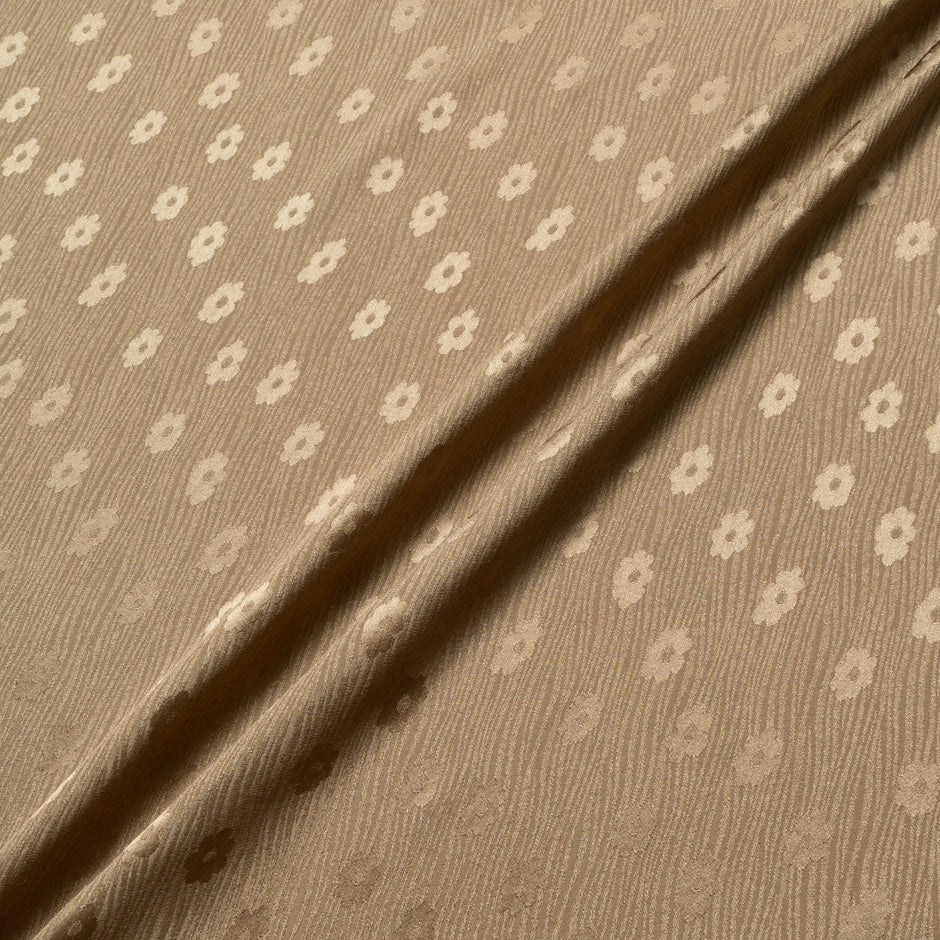 Dark Caramel Floral Jacquard Silk Cloqué