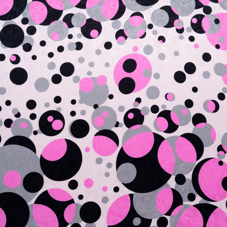 Pink & Black Spotted Silk Jacquard