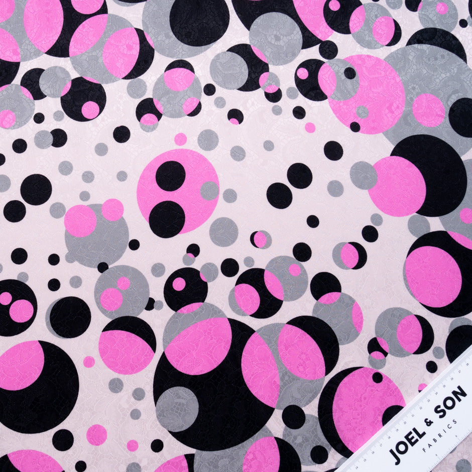 Pink & Black Spotted Silk Jacquard