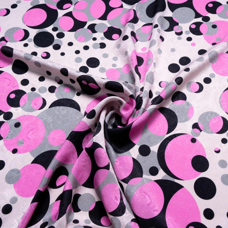 Pink & Black Spotted Silk Jacquard