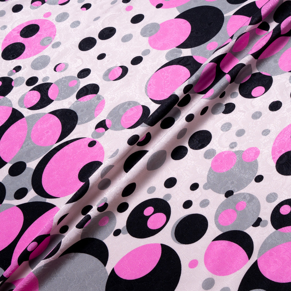 Pink & Black Spotted Silk Jacquard