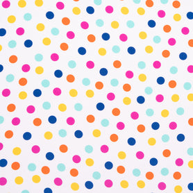 Multi-Coloured Spotted White Silk Crêpe de Chine