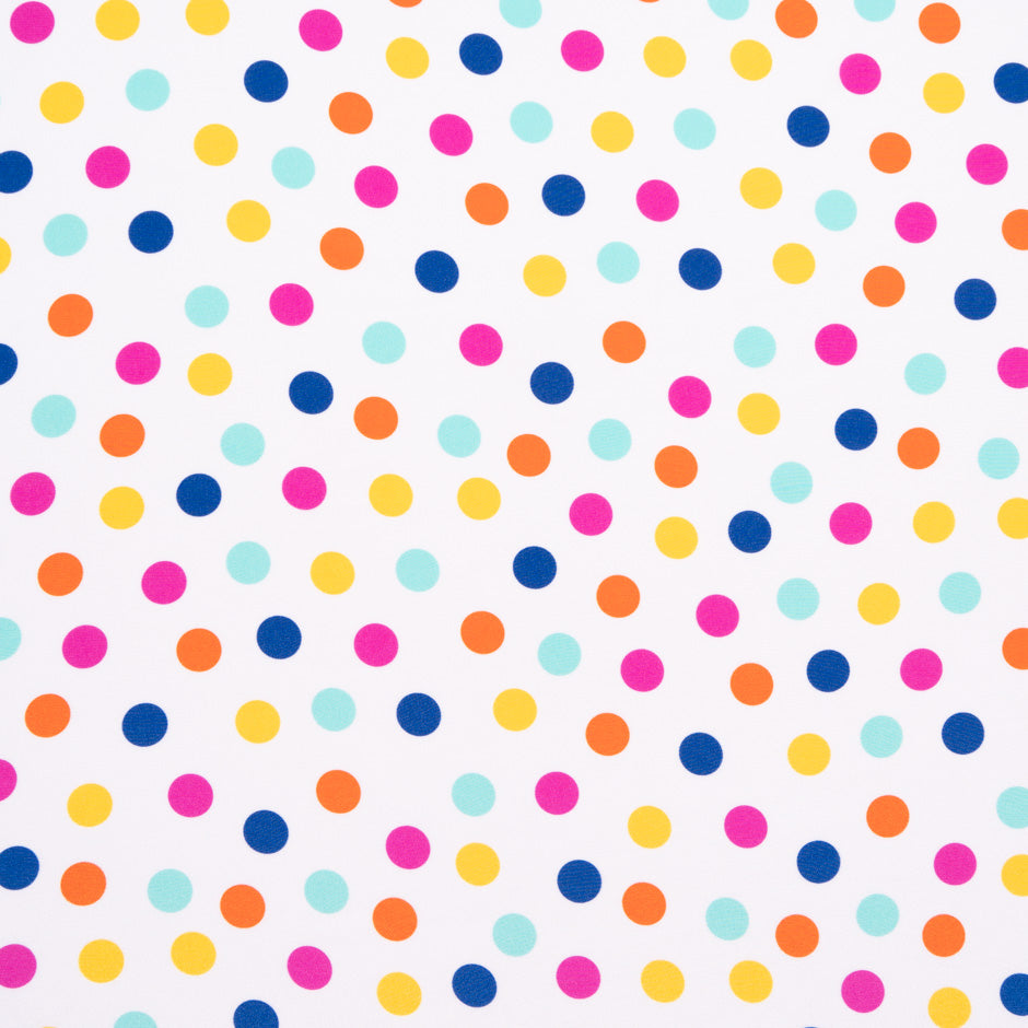 Multi-Coloured Spotted White Silk Crêpe de Chine