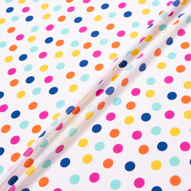 Multi-Coloured Spotted White Silk Crêpe de Chine