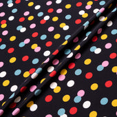 Multi-Coloured Spotted Black Silk Crêpe de Chine