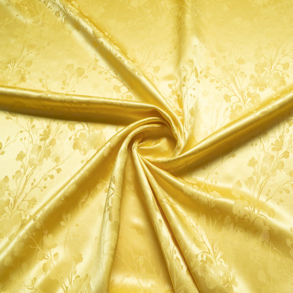 Sunflower Yellow Silk Blend Jacquard Crêpe