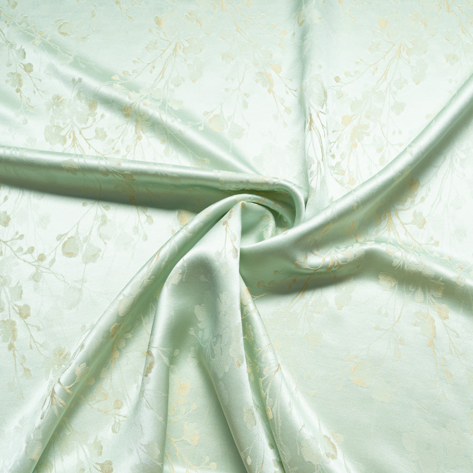 Mint Green Silk Blend Jacquard Crêpe