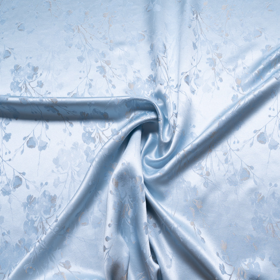 Baby Blue Silk Blend Jacquard Crêpe
