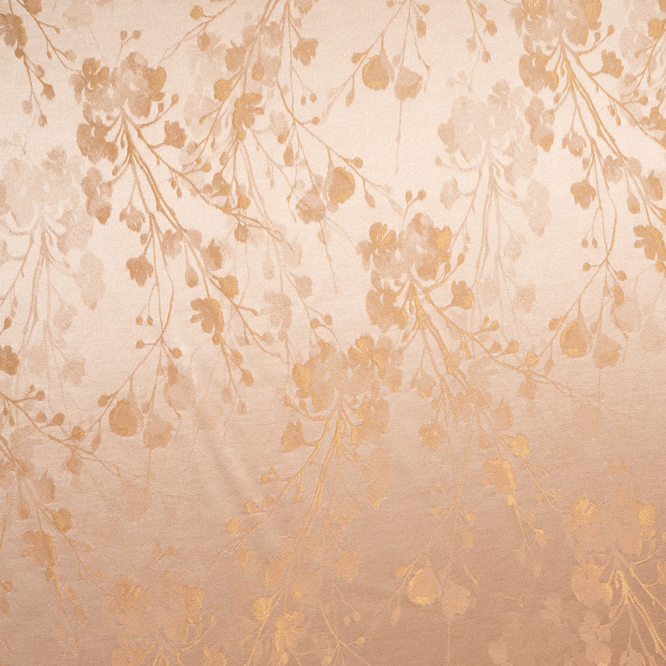 Caramel Silk Blend Floral Jacquard Crêpe