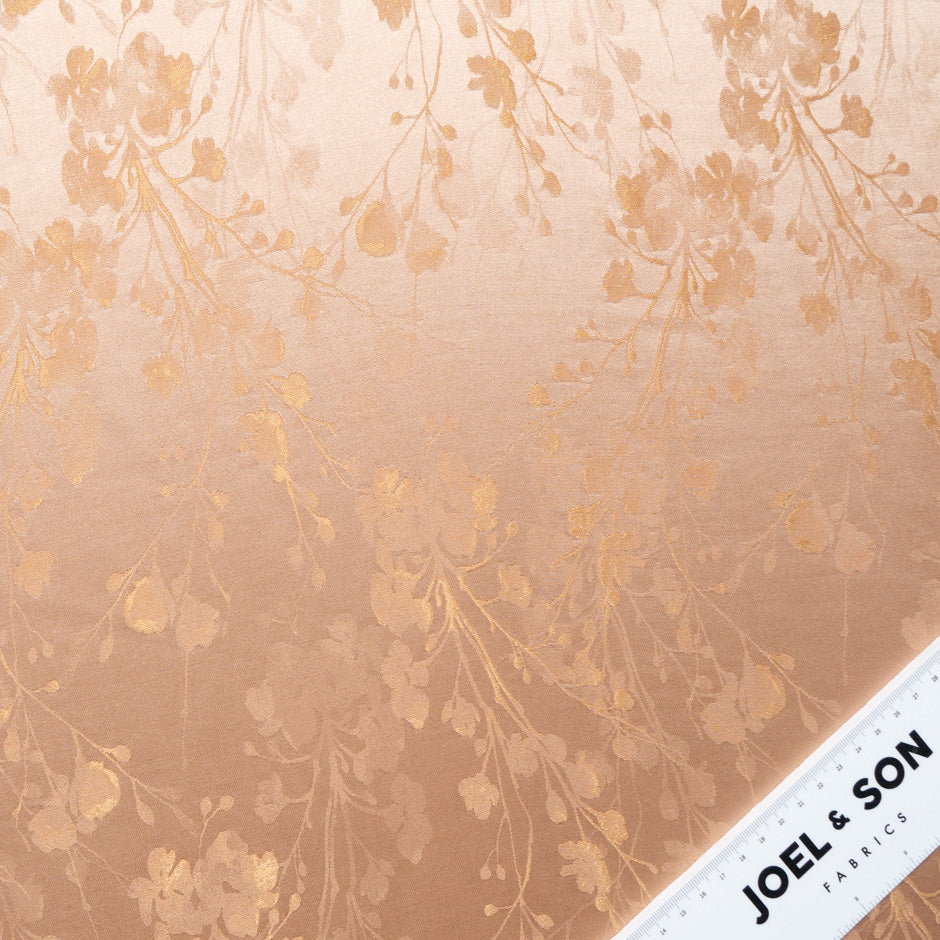 Caramel Silk Blend Floral Jacquard Crêpe