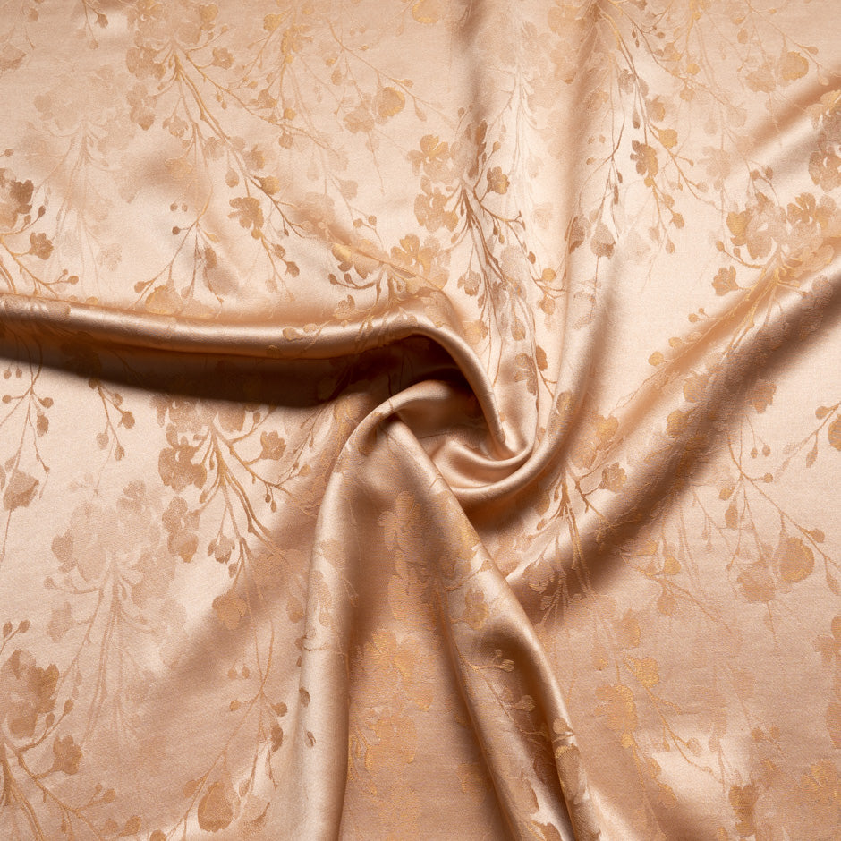 Caramel Silk Blend Floral Jacquard Crêpe