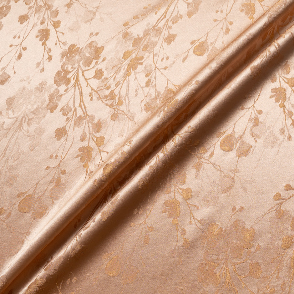 Caramel Silk Blend Floral Jacquard Crêpe