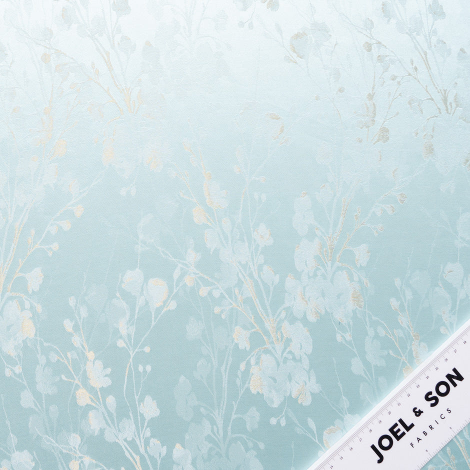 Aqua Blue Silk Blend Jacquard Crêpe