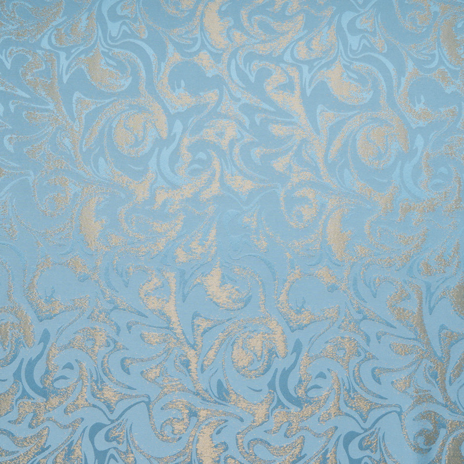 Turquoise & Gold Abstract Viscose Blend Jacquard