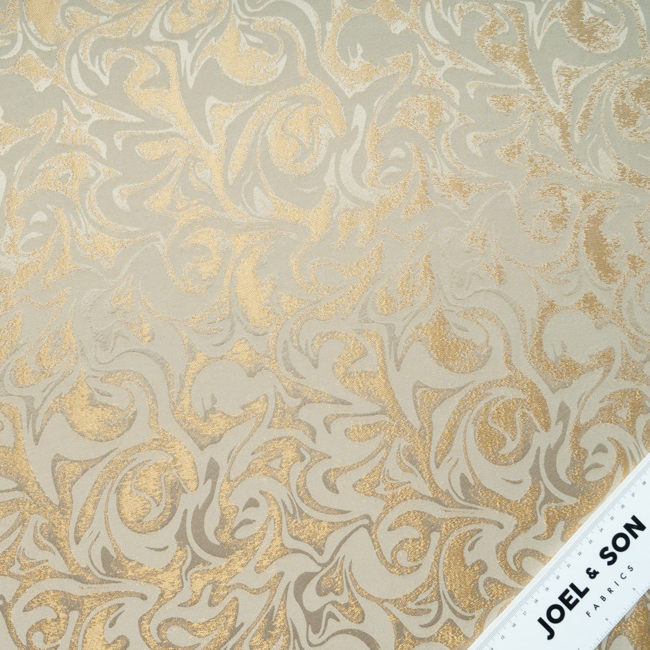 Champagne & Gold Abstract Viscose Blend Jacquard