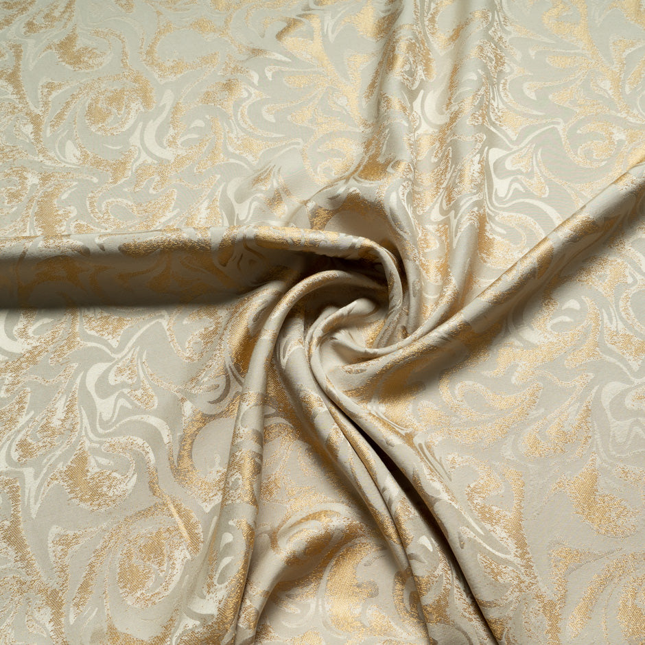 Champagne & Gold Abstract Viscose Blend Jacquard