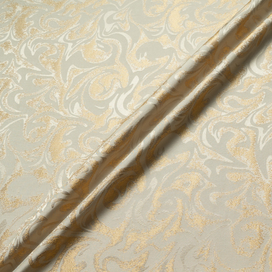 Champagne & Gold Abstract Viscose Blend Jacquard