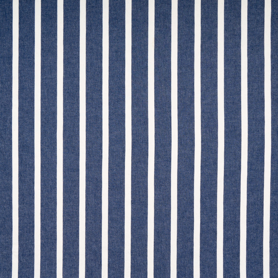 White Striped Blue Pure Cotton Denim