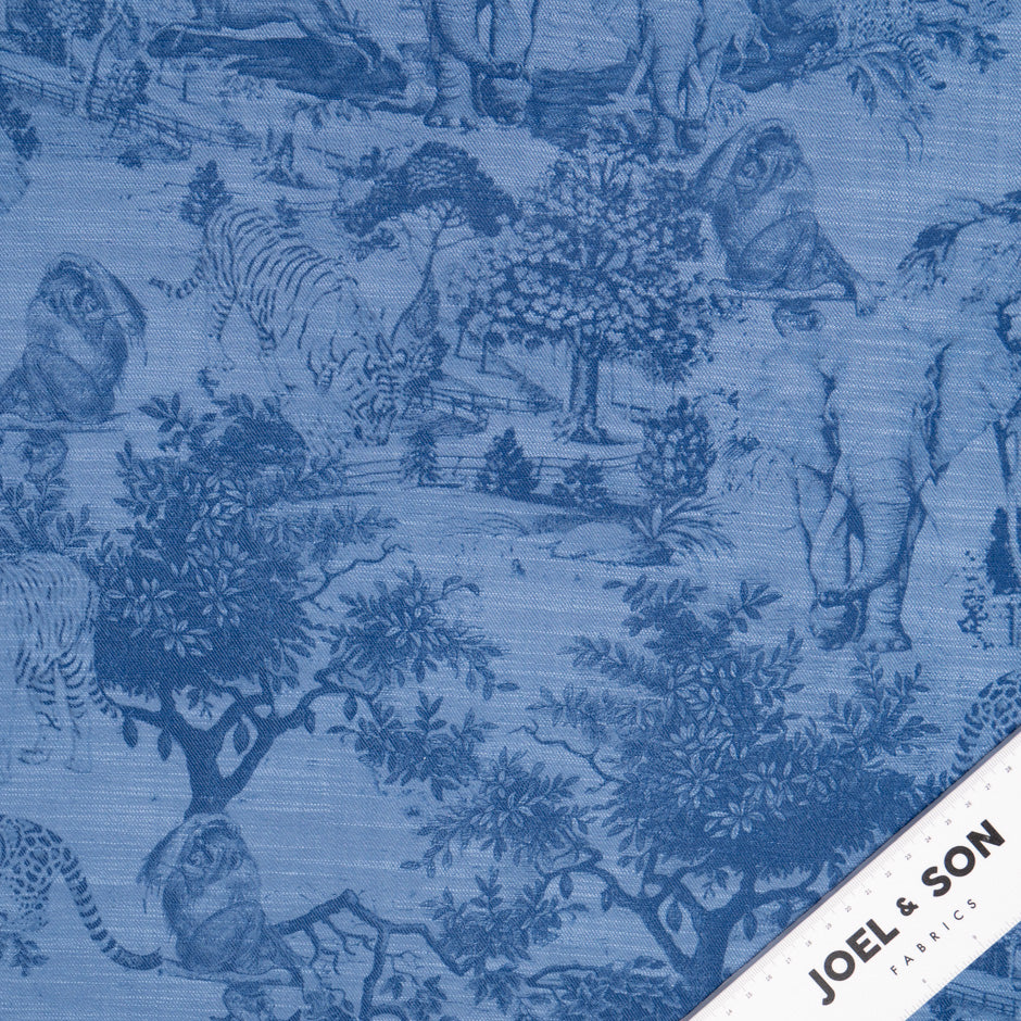 Mid blue Jungle Printed Stretch Cotton Denim