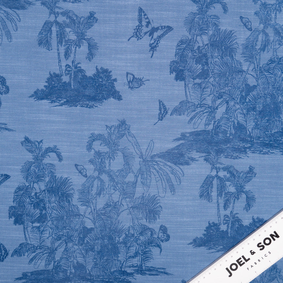 Tropical Printed Stretch Cotton Denim
