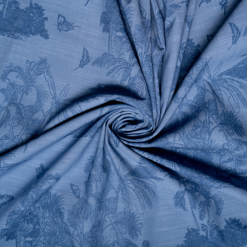 Tropical Printed Stretch Cotton Denim