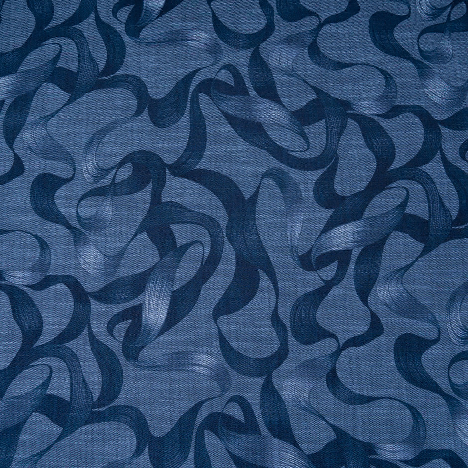 Blue 'Ribbon' Stretch Cotton Denim
