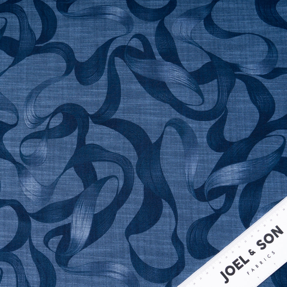 Blue 'Ribbon' Stretch Cotton Denim