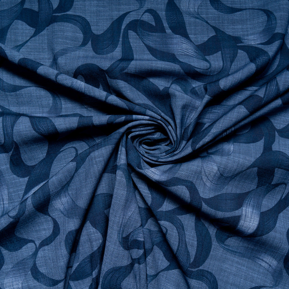 Blue 'Ribbon' Stretch Cotton Denim