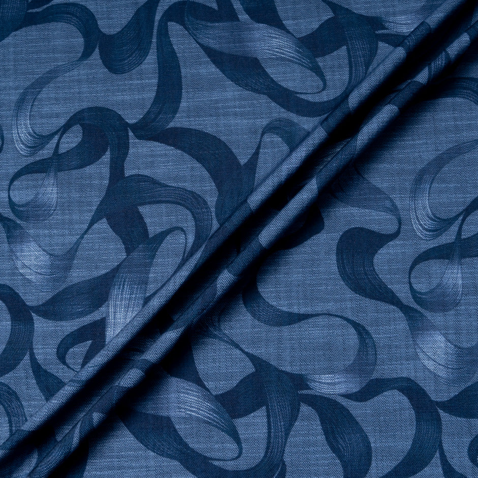 Blue 'Ribbon' Stretch Cotton Denim