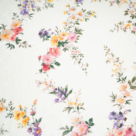 Dainty Floral Printed Ivory Double Silk Organza