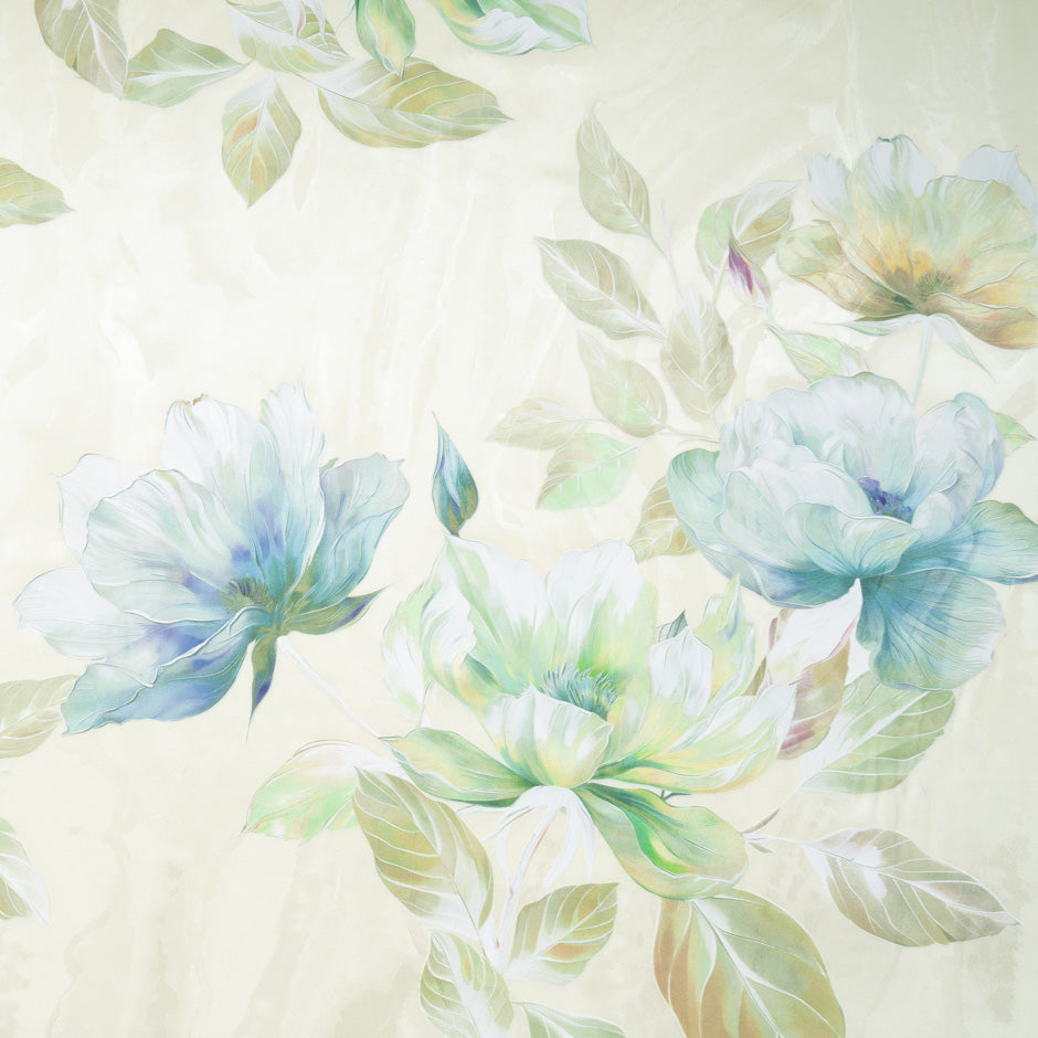 Pastel Blue Floral Vision Printed Cream Jacquard