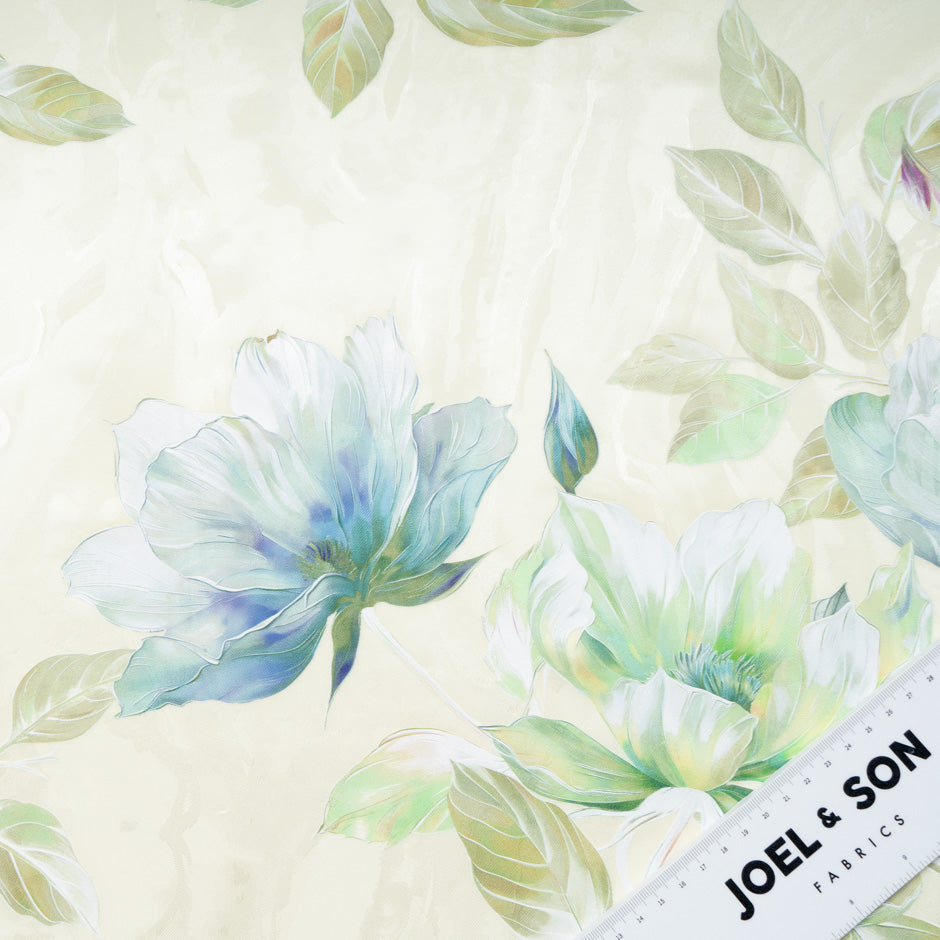 Pastel Blue Floral Vision Printed Cream Jacquard