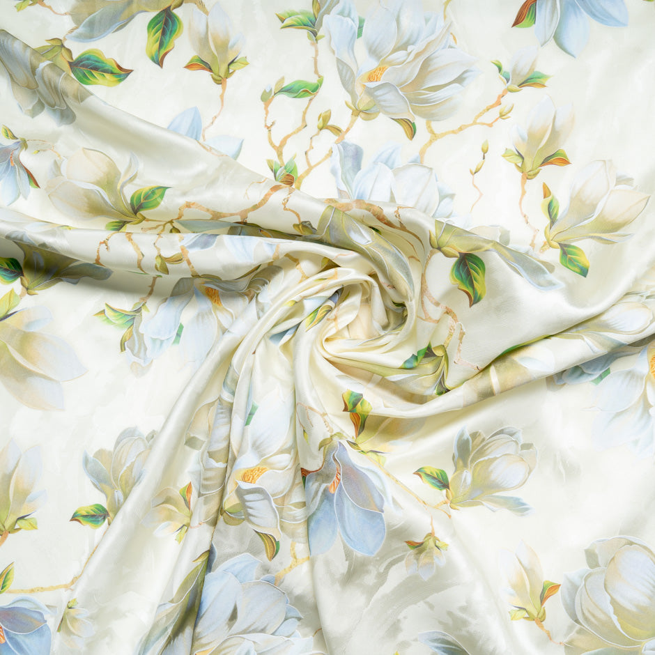 Floral Vision Printed Cream Jacquard