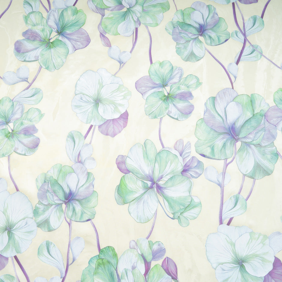 Mint Green Floral Vision Printed Cream Jacquard