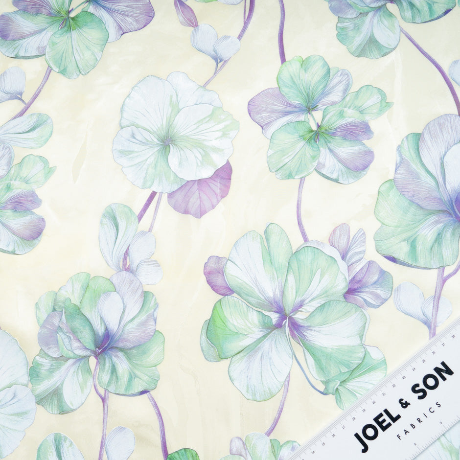 Mint Green Floral Vision Printed Cream Jacquard