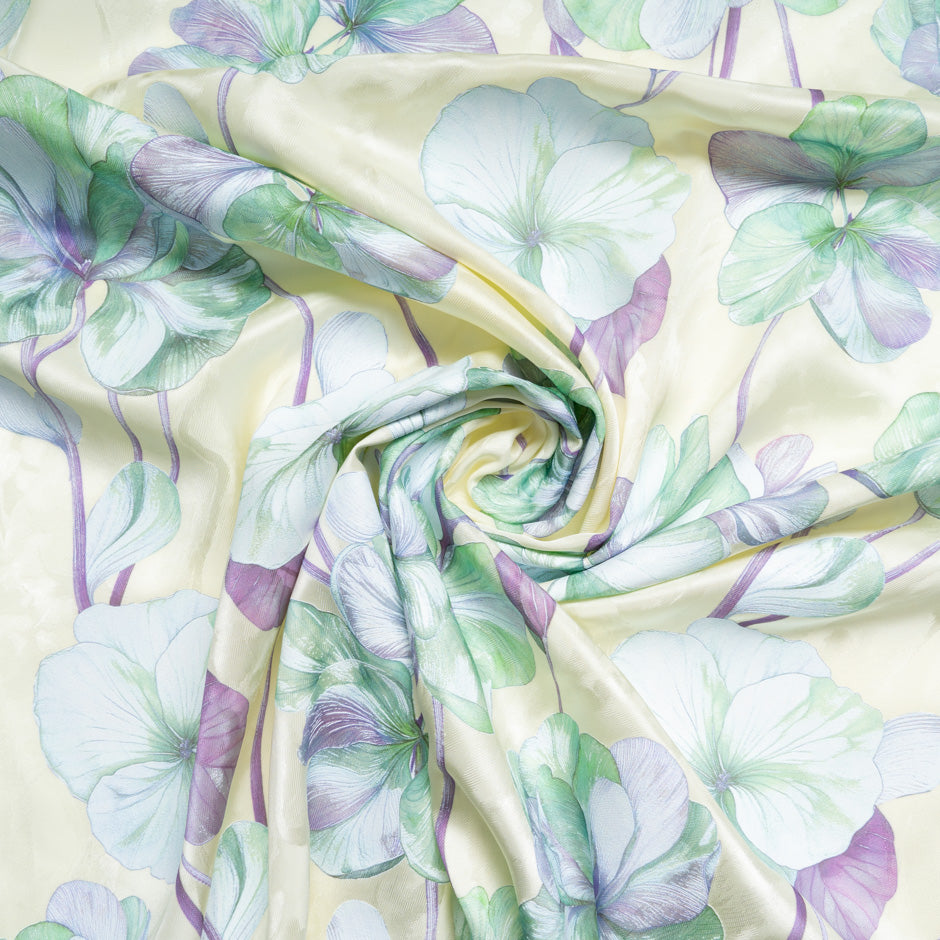 Mint Green Floral Vision Printed Cream Jacquard