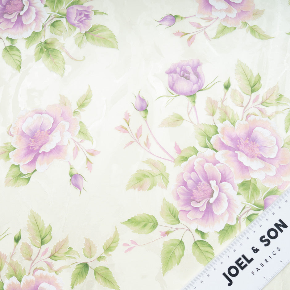 Pastel Blue Floral Vision Printed Cream Jacquard