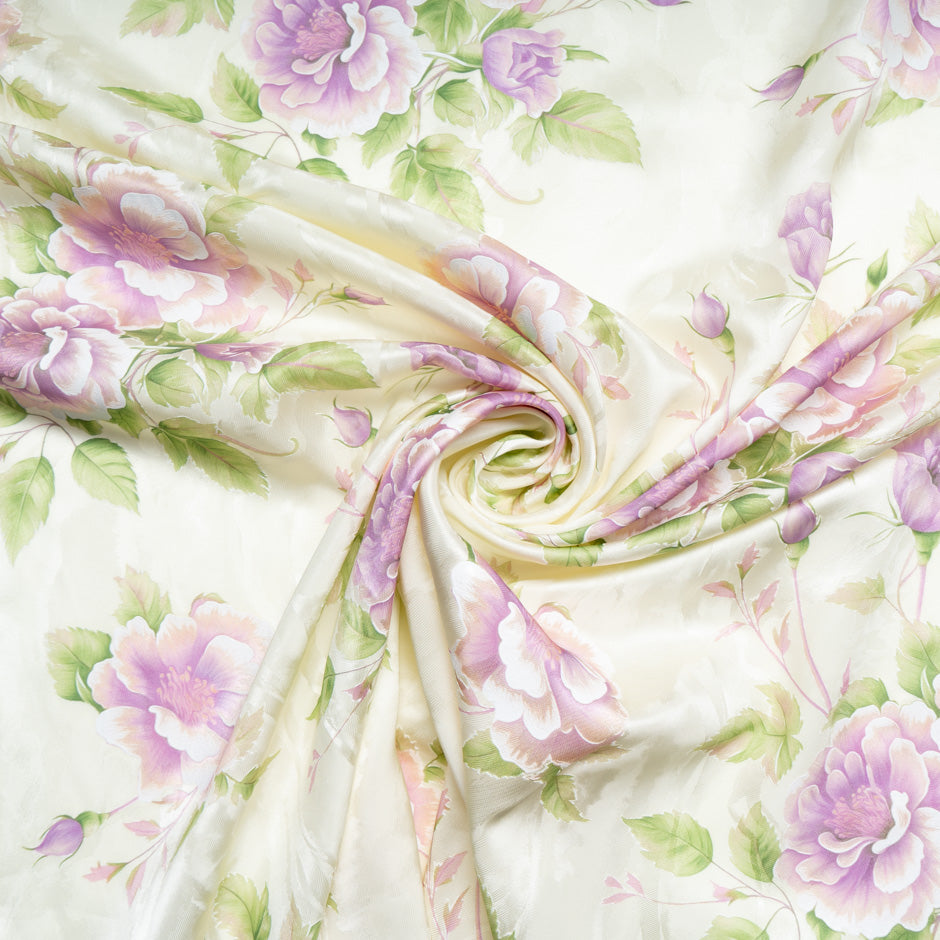 Pastel Blue Floral Vision Printed Cream Jacquard