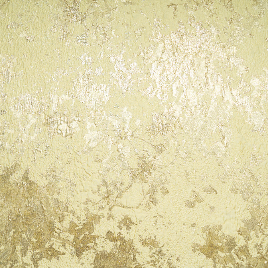 Lemon Yellow & Gold Metallic Silk Cloqué