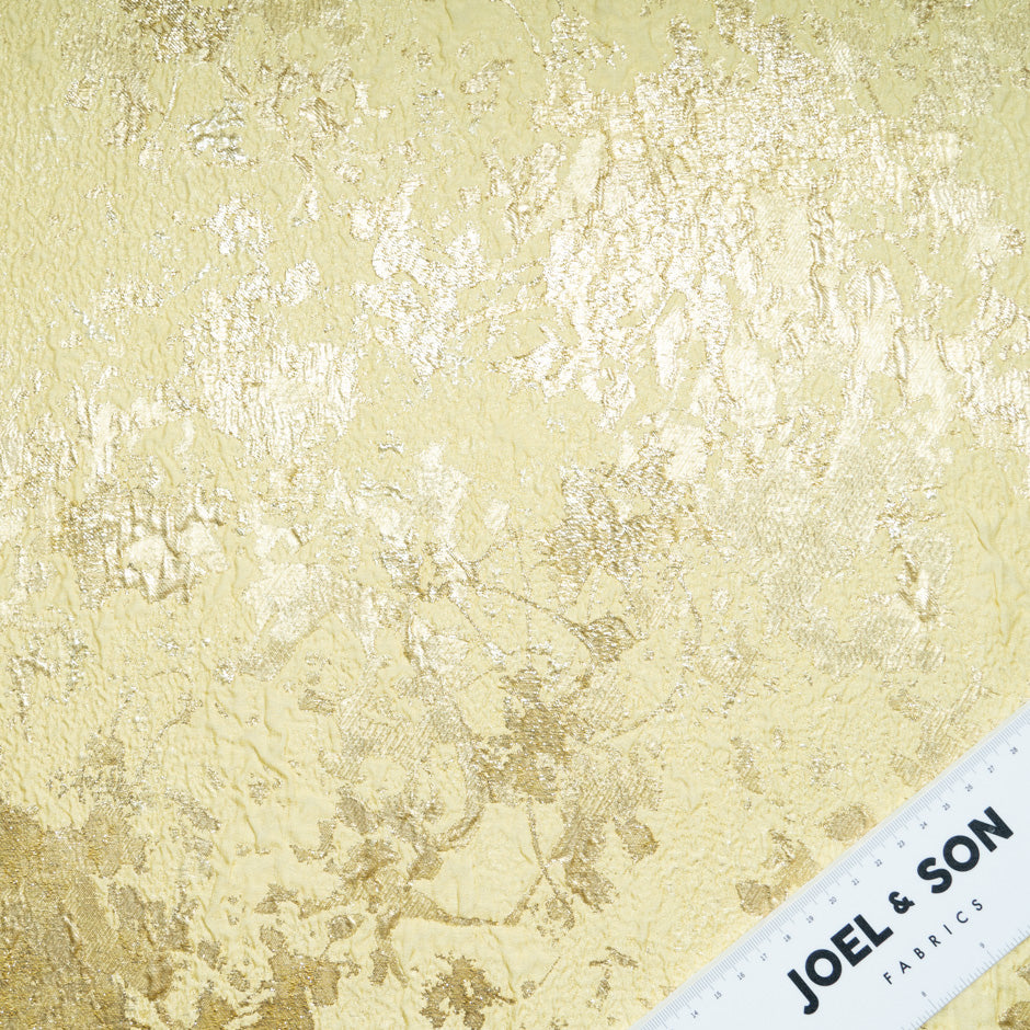 Lemon Yellow & Gold Metallic Silk Cloqué