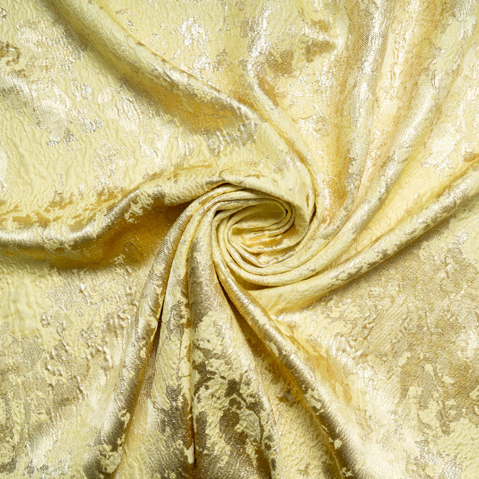 Lemon Yellow & Gold Metallic Silk Cloqué