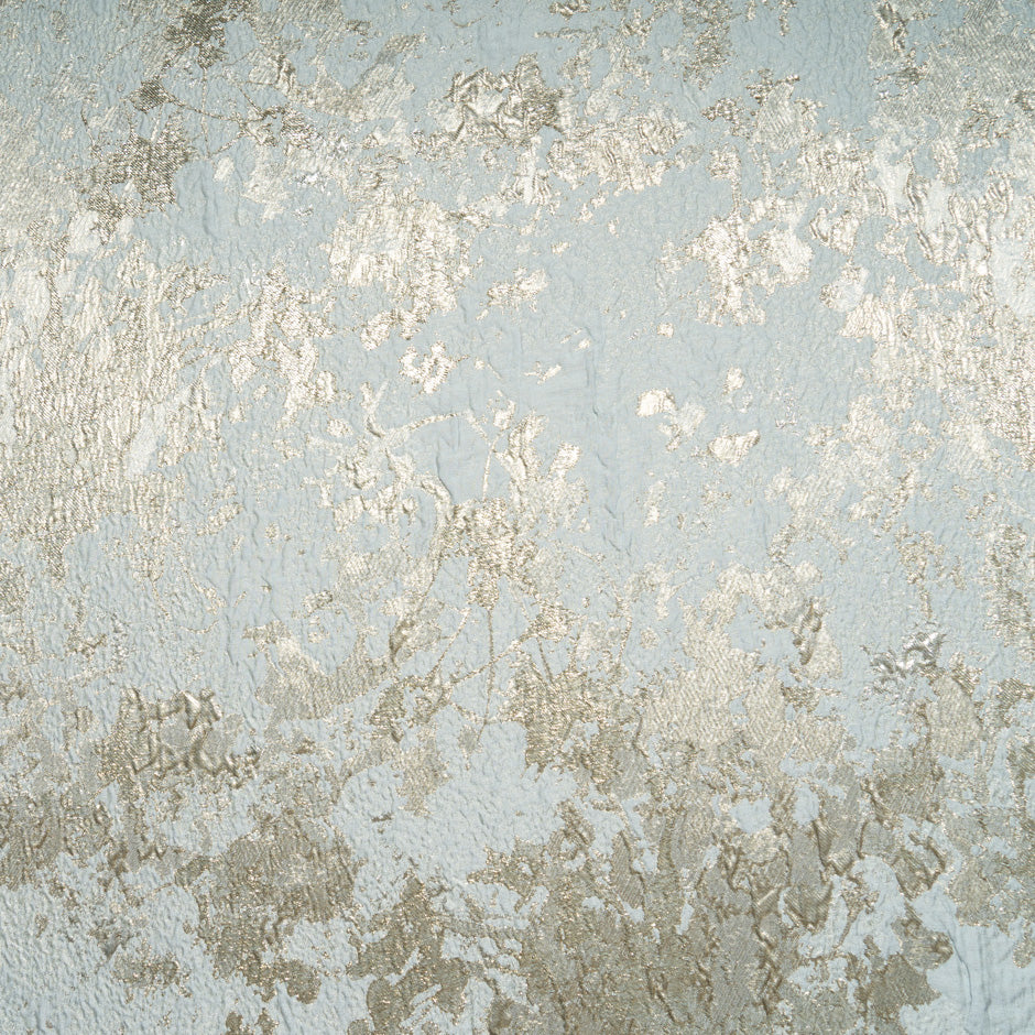 Ice Blue & Gold Metallic Silk Cloqué