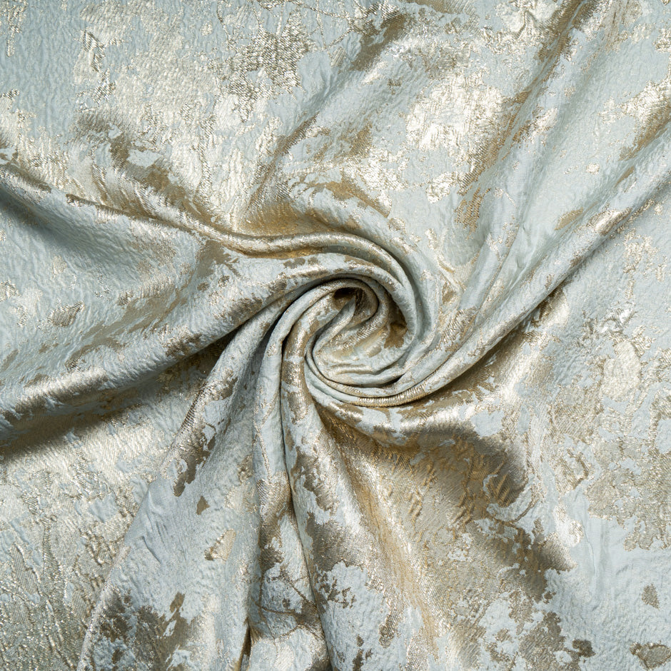 Ice Blue & Gold Metallic Silk Cloqué