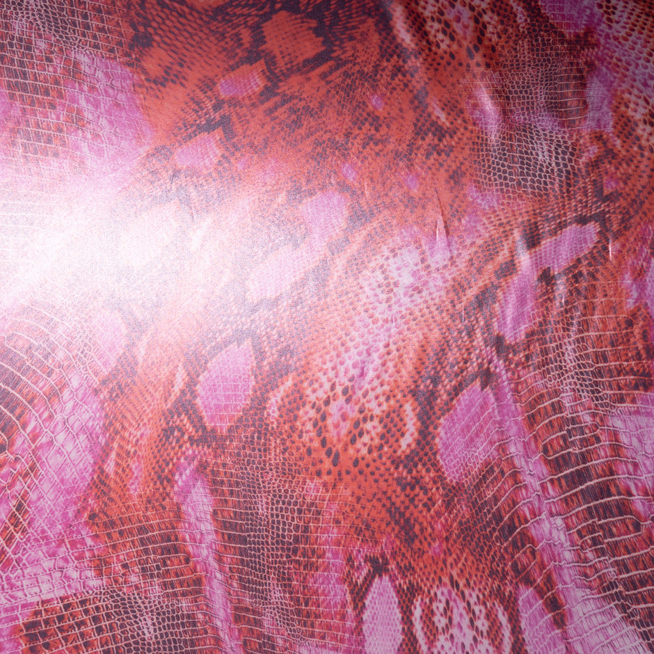 Pink & Red Snake Printed Silk Lamé