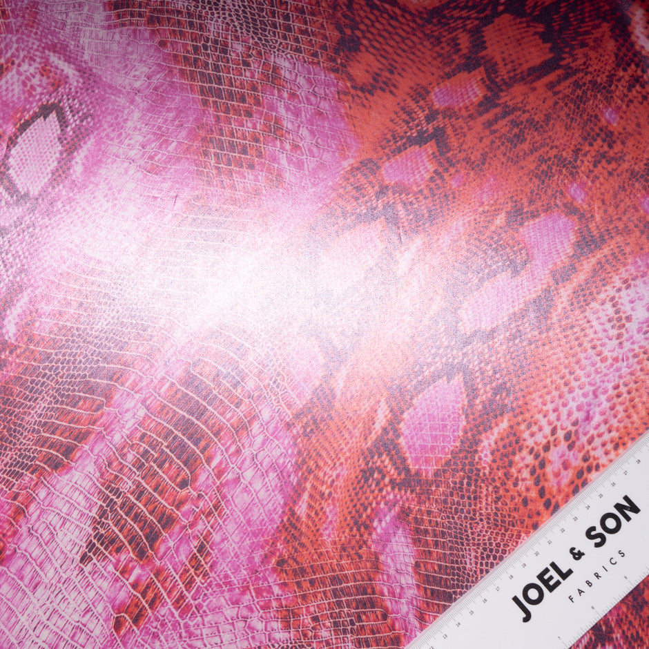 Pink & Red Snake Printed Silk Lamé