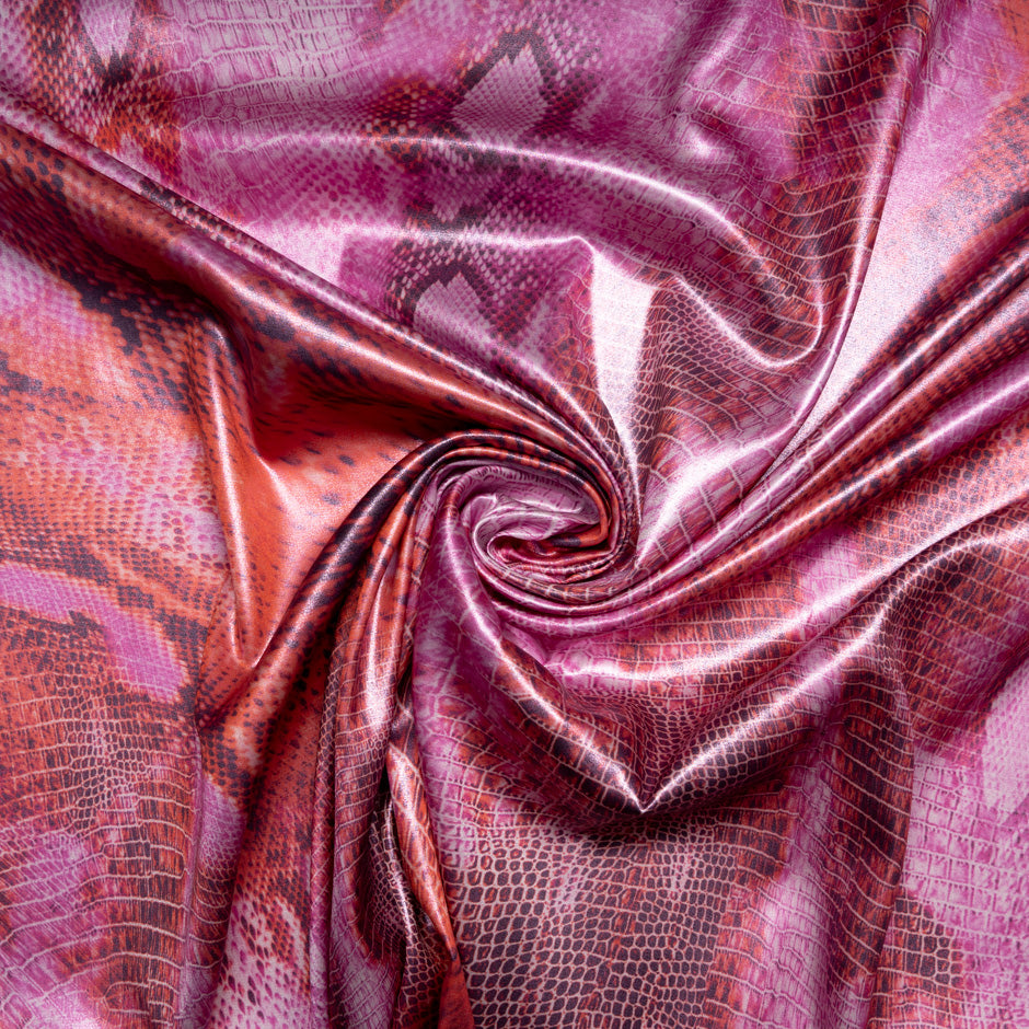 Pink & Red Snake Printed Silk Lamé
